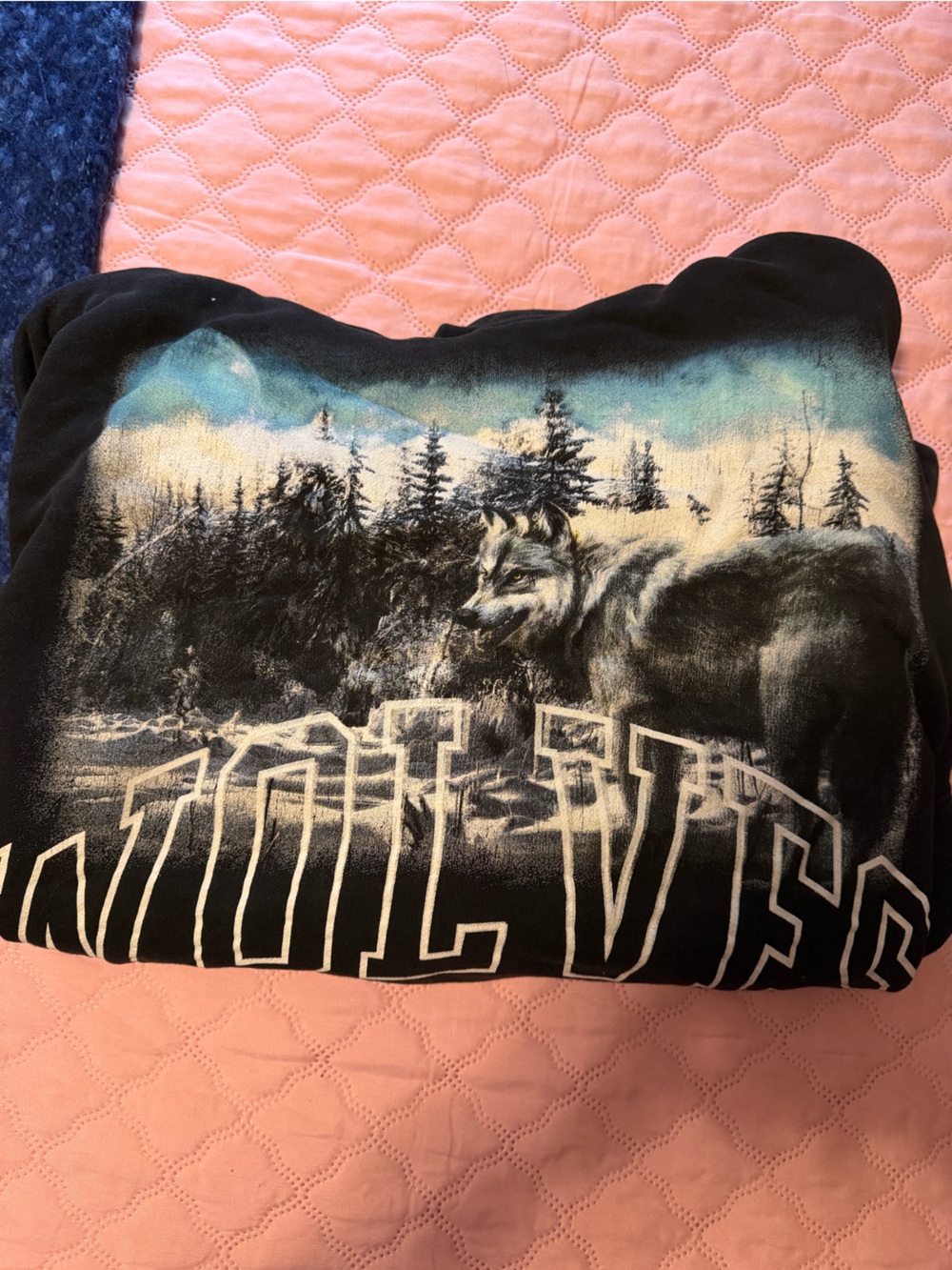 Darc Sport Black Wolf Forest Art Print with Blue and Cream Highlights